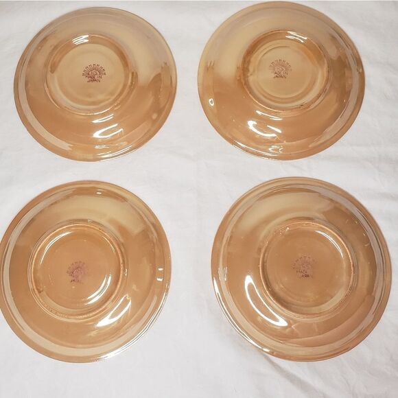 Orange lustreware miniature porcelain cups & saucers - Picture 7 of 11